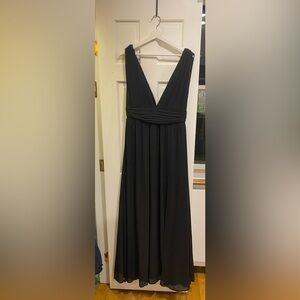 Formal floor length black v-neck dress
